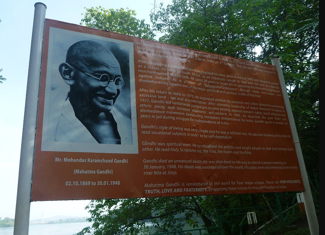 Mahatma Gandhi flyer at  Jinja, Source of the Nile